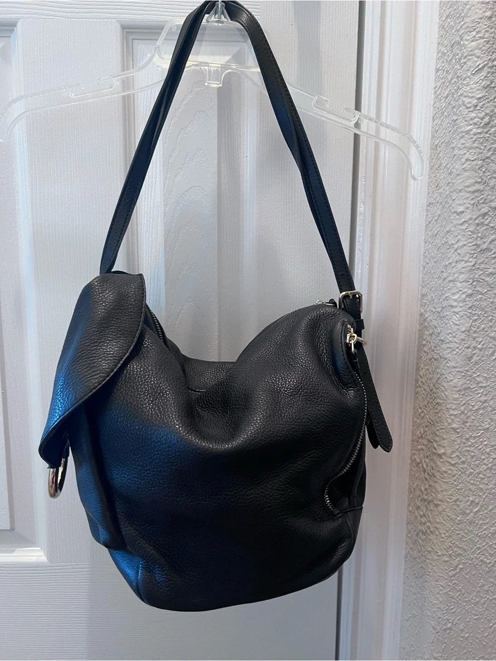 Vince Camuto Black Pebbled Leather Hobo Shoulder Bag